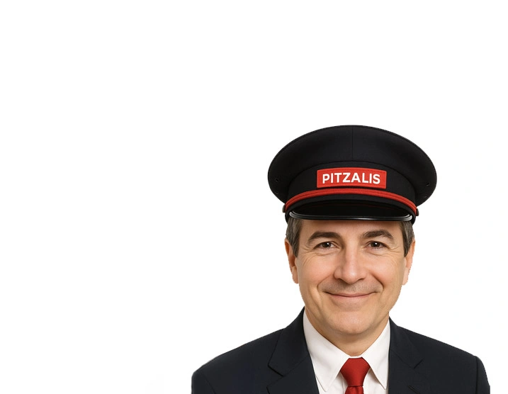 Capostazione sorridente con cappello nero personalizzato Pitzalis per kit inizio modellismo ferroviario