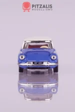 Norev 157076 Citroën DS 19 1959 colore Delphinium Blue in scala H0 (1:87). Vista dell'anteriore.