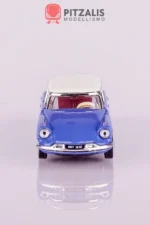 Norev 157076 Citroën DS 19 1959 colore Delphinium Blue in scala H0 (1:87). Vista dell'anteriore da un'inquadratura rialzata.