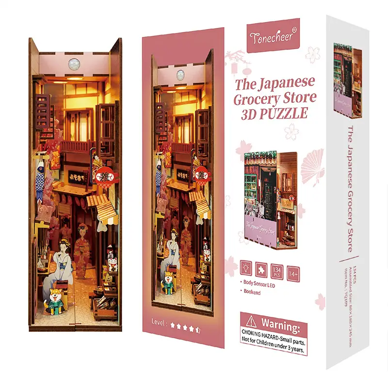 Tonecheer TQ109 Confezione del kit book nook The Japanese Grocery Store, puzzle 3D in legno raffigurante un tipico negozio giapponese.
