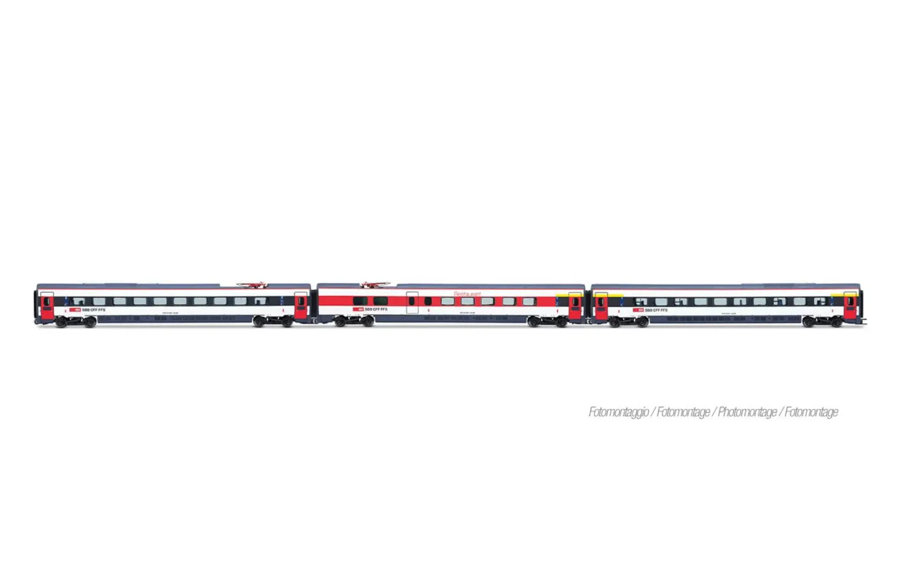Lima Expert HL4690 Set di 3 carrozze passeggeri aggiuntive, di cui una ristorante, per ETR 610 delle SBB CFF FFS nella livrea ICN, Pitzalis Modellismo