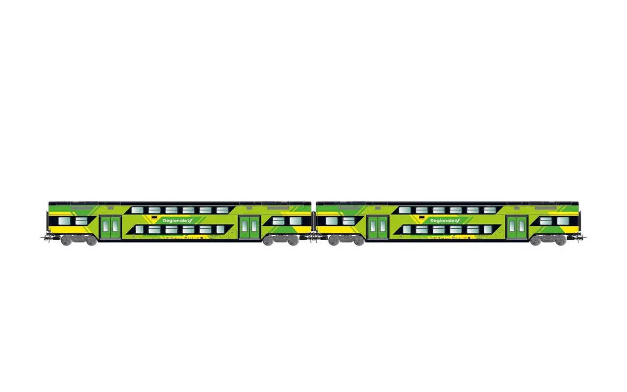 Lima Expert HL5060 Set di 2 carrozze intermedie Vivalto a due piani operanti per FS nella nuova livrea Regionale