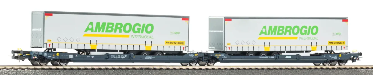 Piko 24635, Carro tasca T3000e Cemat Mercitalia Intermodal, 2 rimorchi Ambrogio, Scala H0, Epoca VI, Pitzalis Modellismo