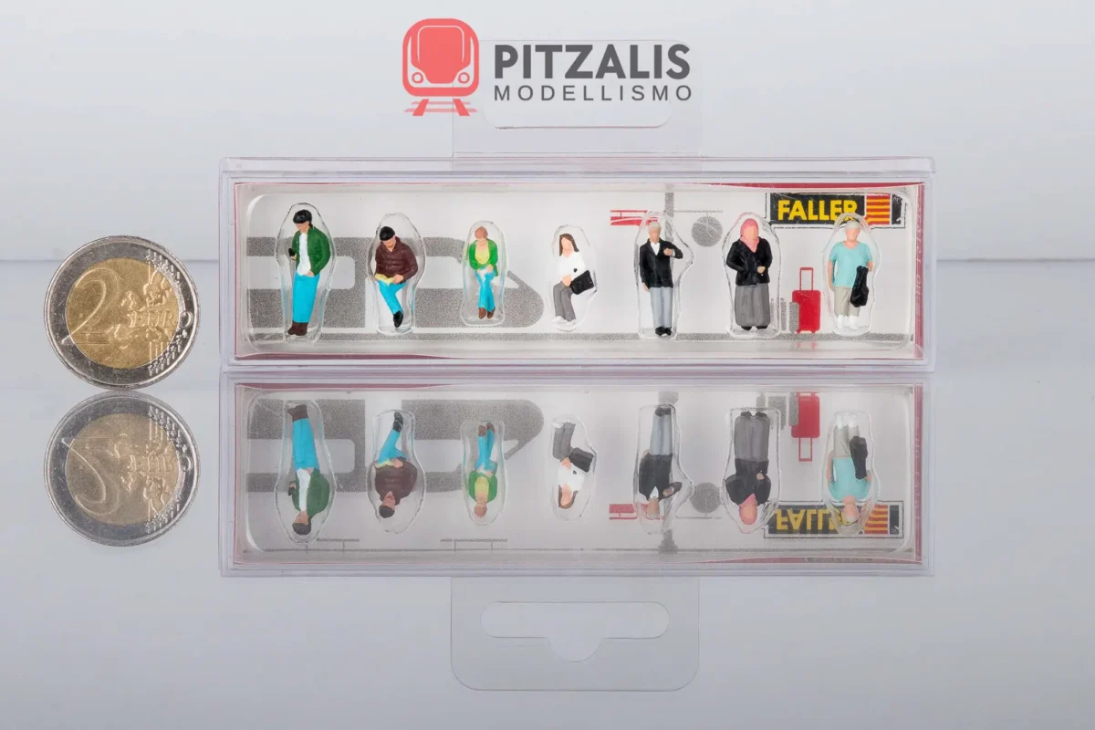 Faller 151635, Set di 7 personaggi persone in attesa per plastici ferroviari, Scala H0, Pitzalis Modellismo