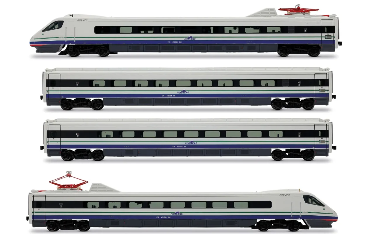 Rivarossi HR2963 Set base di 4 unità dell'Elettrotreno ETR470 Cisalpino nella livrea d'origine, Scala H0, Pitzalis Modellismo