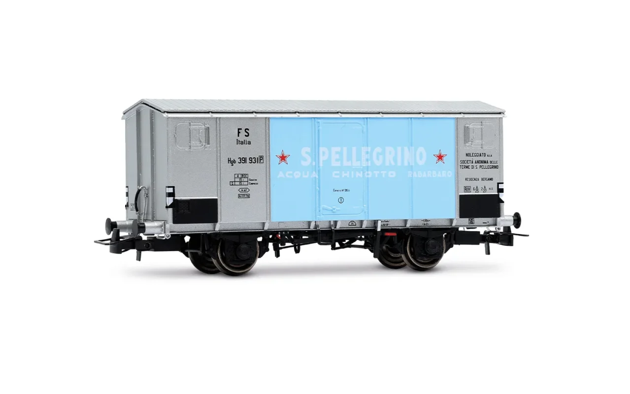 Rivarossi HR6712, Carro frigorifero a due assi FS in livrea argento marchiato San Pellegrino, Scala H0, Pitzalis Modellismo
